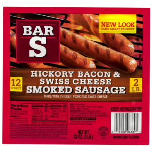 Bar S Hickory Bacon & Swiss Cheese Smoked Sausage 2 Lb.