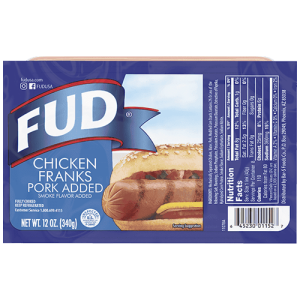 Fud Chicken Franks Pork Added 12 Oz.