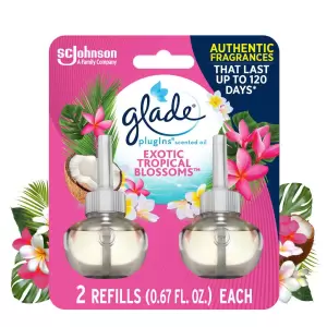 Glade Plug Ins Scented Oil Exotic Tropical Blossoms_x000D_2 Refills 1.34oz