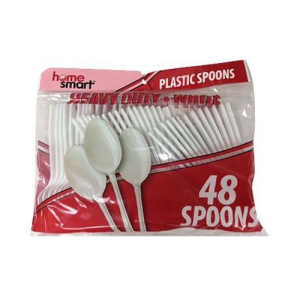 Home Smart Heavy Duty White Plastic Spoons 48pcs