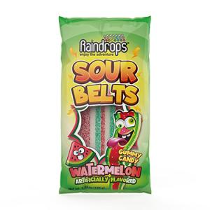 Raindrops Sour Belts Gummy Candy Watermelon 3.52 Oz