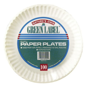 Green Label 9-Inch Paper Plates 100ct