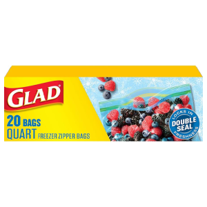 Glad Quart Freezer Zipper Bags 20 Ct